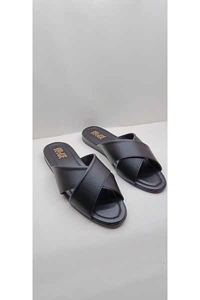 DEPASSE Men's Leather Cross Home Guest and Dowry Slippers
