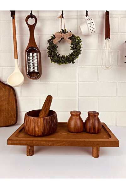 Mirilliahome Rectangular Natural Wooden Dark Color Standing Riser - Presentat...