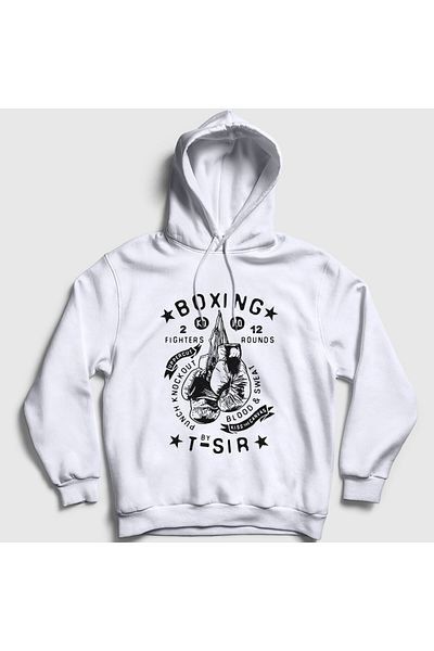 Presmono Λευκό φούτερ Unisex Boxing UFC MMA με κουκούλα - 496303 TT