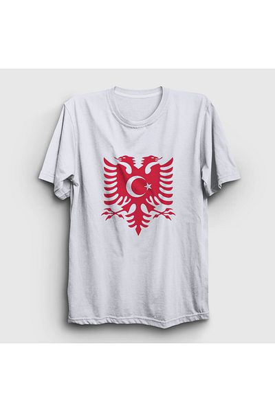 Presmono Μπλουζάκι Unisex Λευκό Αλβανία Τουρκία Αλβανία με σημαία 495008 ττ