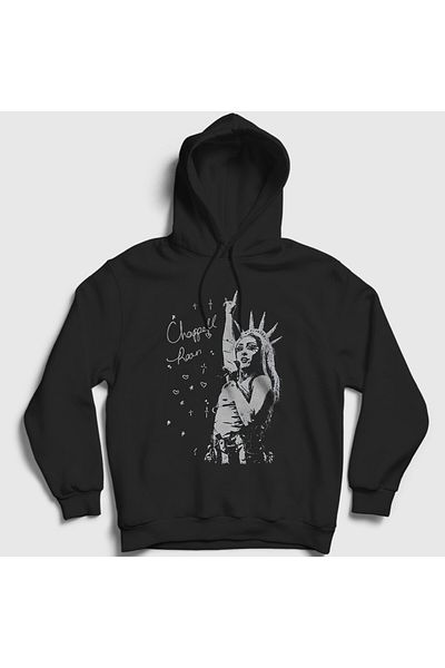 Presmono Унисекс суитшърт с качулка Lady Liberty Black Music Chappell - 498120tt