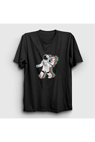 Presmono Unisex crni boombox svemirska muzika astronaut T-shirt 496027tt