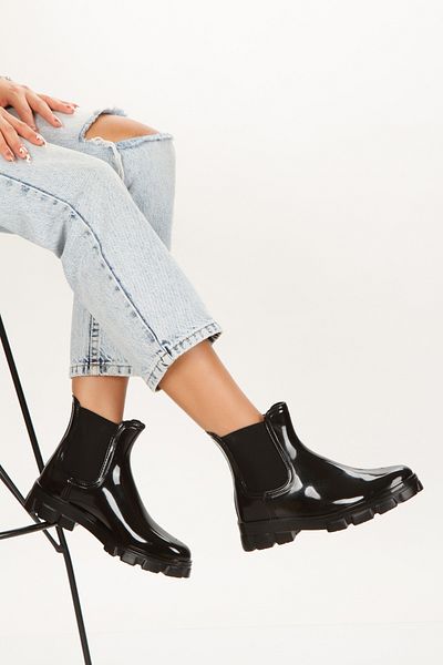 PASSAGE SHOES Women's Black Elastic Short Rain Boots 5108