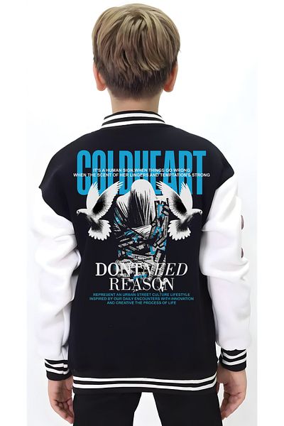 Edizen Унисекс яке за колеж с принт Coldheart, голям размер, за момичета и момчета, 2025 (6-16 години)