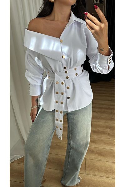Bak'ap Cămașă asimetrică cu împânzire cu centură Diana Design