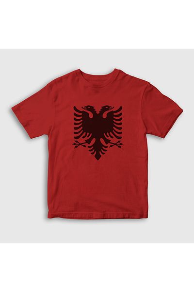 Presmono Tricou unisex pentru copii roșu cu steagul Albaniei Albania 494929 tt
