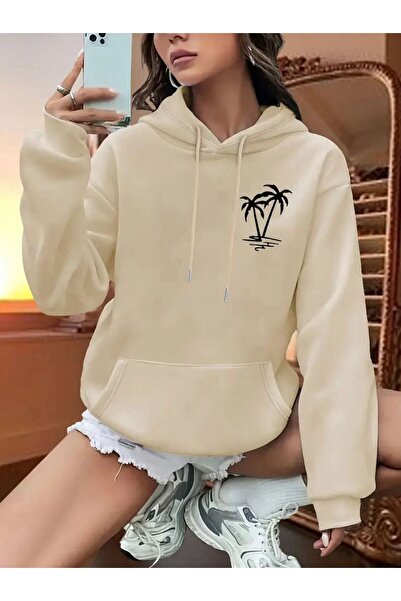 caddekombin Φούτερ με κουκούλα με τσέπη με στάμπα παλάμης