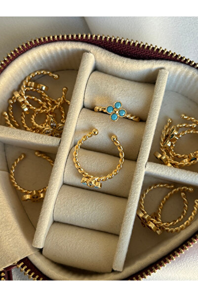 ringbox Turkuaz Renkli Çıtır Çiçek Koleksiyon Yüzük