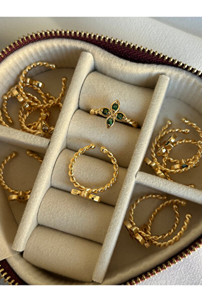 ringbox Yeşil Renkli Yonca Koleksiyon Yüzük