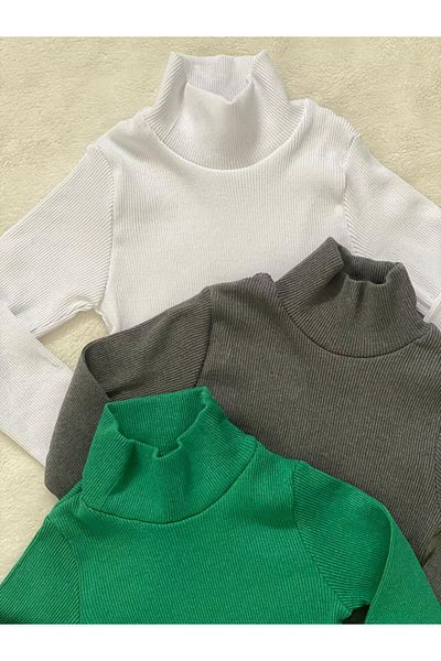 Wearflawless Women's 3-Piece Long Sleeve Ribbed Turtleneck Knitted Camisole Blouse