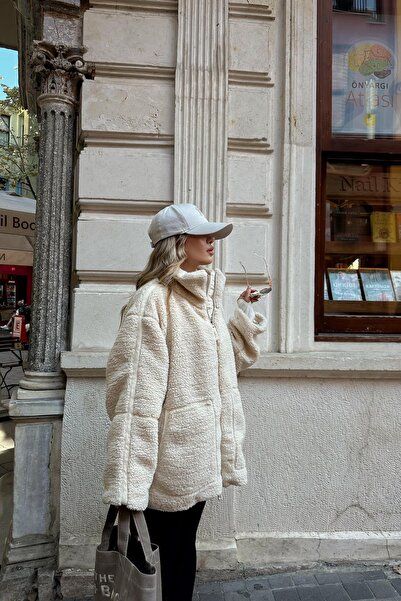 mylove Beige Teddy Zippered Coat