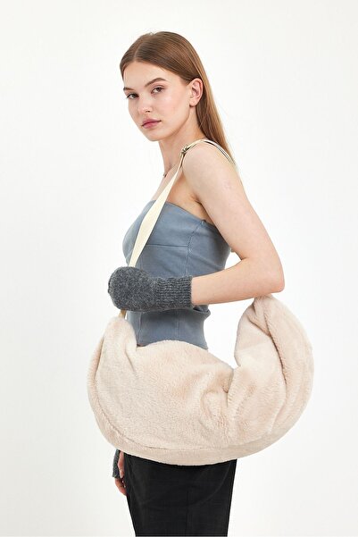 Fluffy Turkey Fluffy βελούδινη τσάντα φεγγαριού με φερμουάρ, φόδρα, ώμου & χιαστί / αθλητική & καθημερινή τσάντα (BOY:26 EN:59)