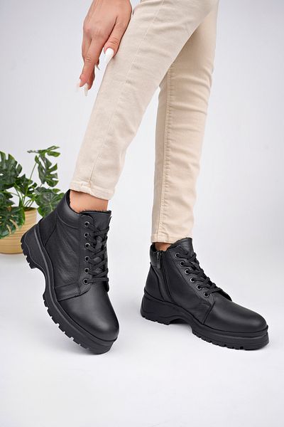 Deripabuc Genuine Leather Black Women's Leather Boots Trc-98209