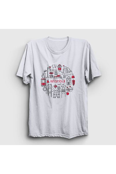 Presmono Λευκό Unisex Τουριστικό T-Shirt Istanbul - 499591 ττ