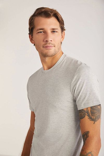 Kom James Crew Neck 2-Piece Men's T-Shirt - Gray
