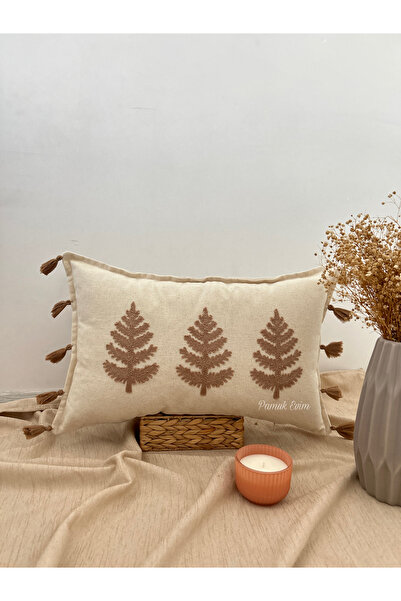 Pamuk Evim Keten 35x55 Ebat Defne Model Dekoratif Kırlent Kılıfı