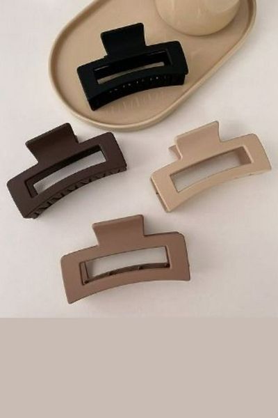 PREGIO Women's 4-Piece Brown Colored Large Size Square Elegant Latch Buckle