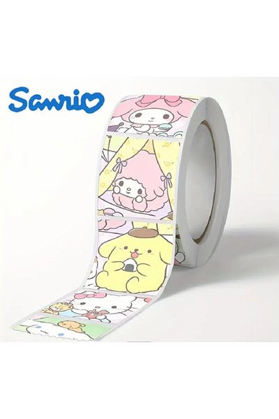 SANRIO Αυτοκόλλητο με μοτίβο Hello Kitty και Kuromi Cinnamoroll - 1 ρολό (500 τεμάχια)