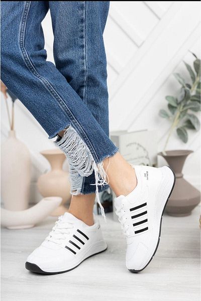 STOCON Femei Bărbați Sport Snekaer Embossed Printed Thermo Sole Pantofi de mers Alb-negru