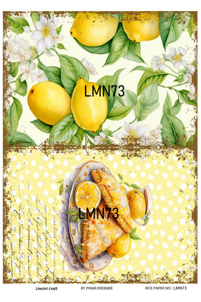 LİNEART Limon Deseni Limon Serisi Pirinc Dekopaj Kagıdı  29X42cm No:LMN73