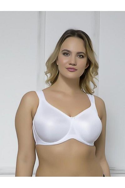 MOONLİGHT Moonlight 2118 White No Underwire 2 Size Reducing Thick Strap Gathering Bra
