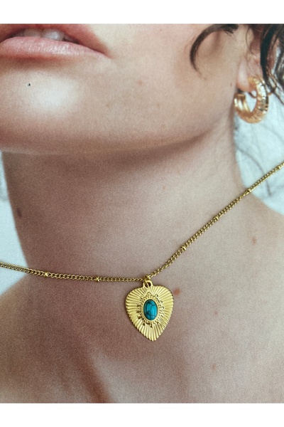 Pinery Jewels قلادة ذهبية للنساء من الفولاذ المقاوم للصدأ على شكل قلب من حجر ...