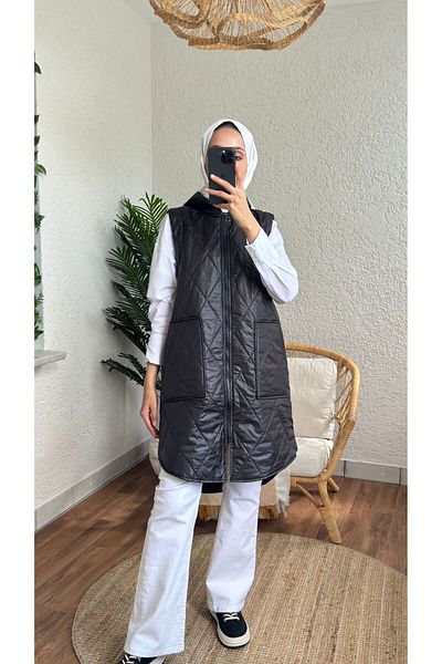 MODA VEDAT Hooded Quilted Zippered Vest