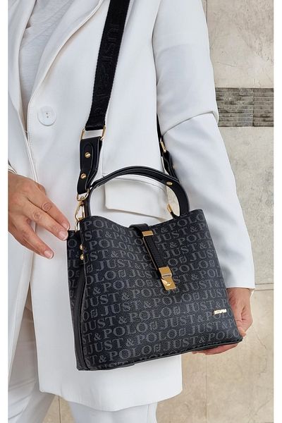 Just Polo Women's Black Hand and Shoulder Bag TM1165 2055