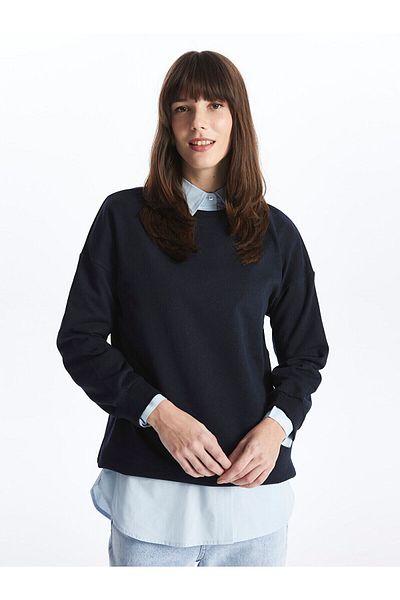 LC Waikiki Lw - Dámská mikina tunika s jednoduchým dlouhým rukávem Crew Neck