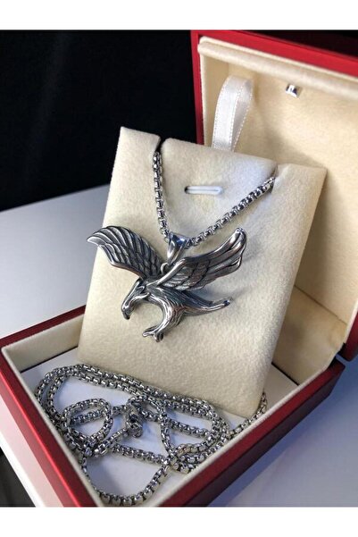 vogutima jewelery&silver by timuçin mavili Eagle Flying Steel Men's Necklace • in a Lighted Box • for Lover • for Spouse • for Father • for Friend Necklace