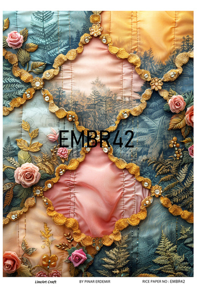 LİNEART Embroidery Deseni EMBR Serisi Pirinc Dekopaj Kagıdı  29X42cm No:EMBR42