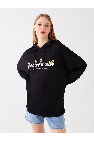 LC Waikiki Hanorac pentru femei, supradimensionat, cu mânecă lungă, imprimat Mickey And Friends