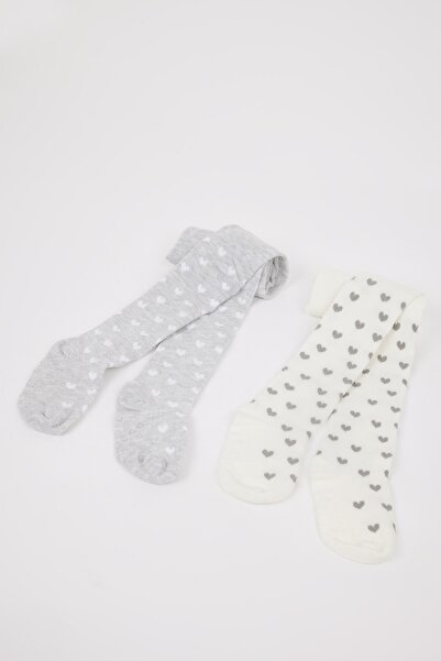 DeFacto Baby Girl Seamless 2-Piece Cotton Pantyhose D2493A5Ns