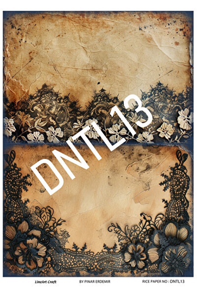 LİNEART Dntl Series - 29X42Cm Lace Pattern Brass Decopage No:Dntl13