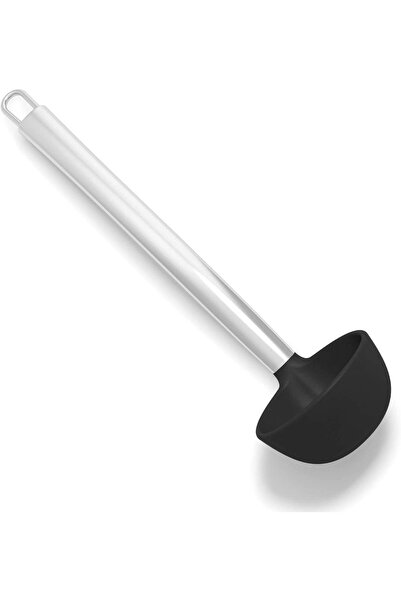 Jet's Home Black Silicone Ladle - Stainless and Handle, 30 cm Serving Ladle