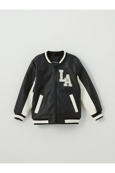 LC Waikiki Lcw College Collar Leather Look Boy's Coat