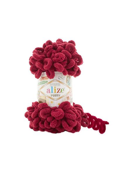 Alize 107 Cherry Puffy Hand Knitting Lanyard