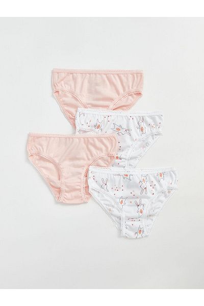 LC Waikiki Lcwk Printed Cotton Baby Girl Panties Set of 4