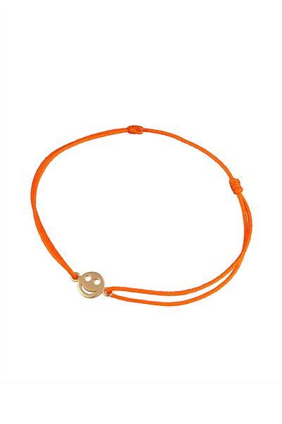 ELLI Armband Damen Lächelndes Gesicht Symbol mit Nylon Rot in 925 Sterling Silber vergoldet