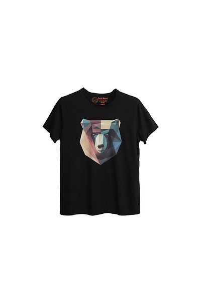 Bad Bear تي شيرت الدب المضلع الأسود