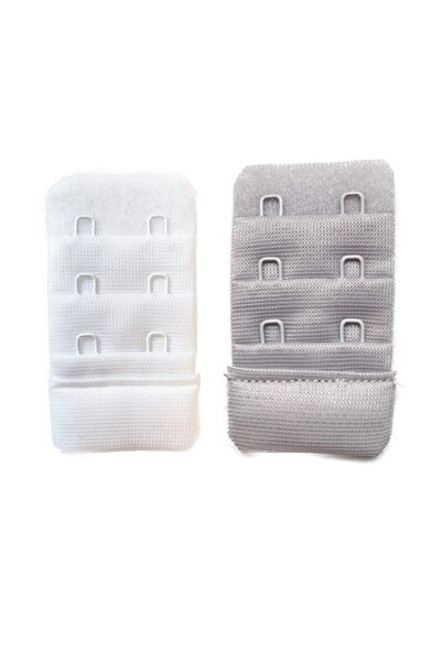 teknoparkx 2 Pieces Agraf Bra Extension Clasp 3 Rows / 2 Hooks White Gray