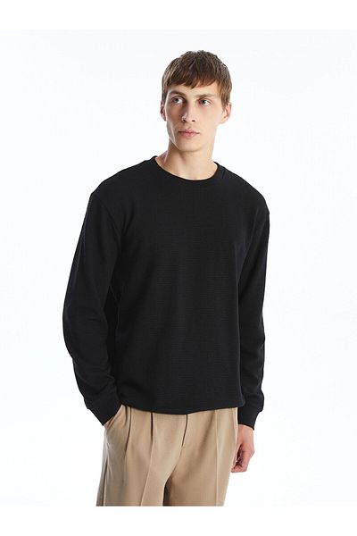 LC Waikiki Ανδρικό φούτερ με μακρυμάνικη υφή Lcwk Crew Neck