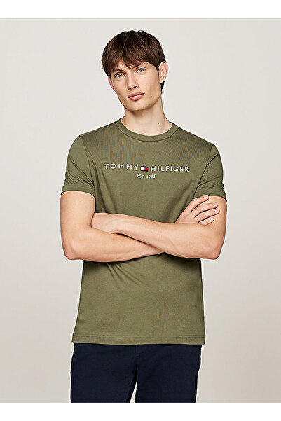 Tommy Hilfiger Bisiklet Yaka Yeşil Erkek T-Shirt MW0MW11797PLI