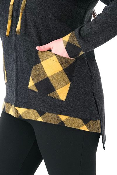 Lady Majestic Plaid Hooded Woven Plus Size Cardigan