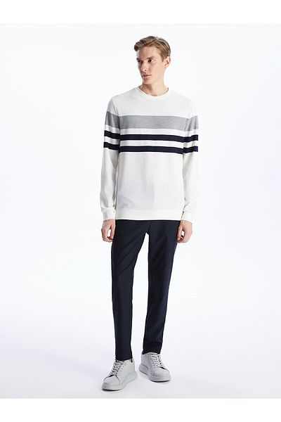 LC Waikiki Crew Neck Long Sleeve Striped Men's Sweatshirt