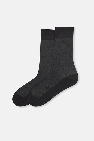 Dagi Schwarze strukturierte viskose Herrensocken