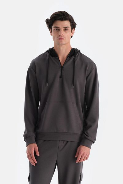 Dagi Anthrazitfarbenes Modal-Sweatshirt mit Kapuze für Herren