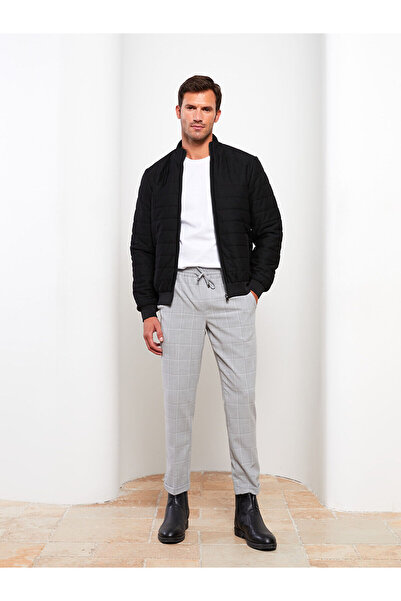 LC Waikiki Black Slim Fit Mock Neck Long Sleeve Men's Sports Cardigan