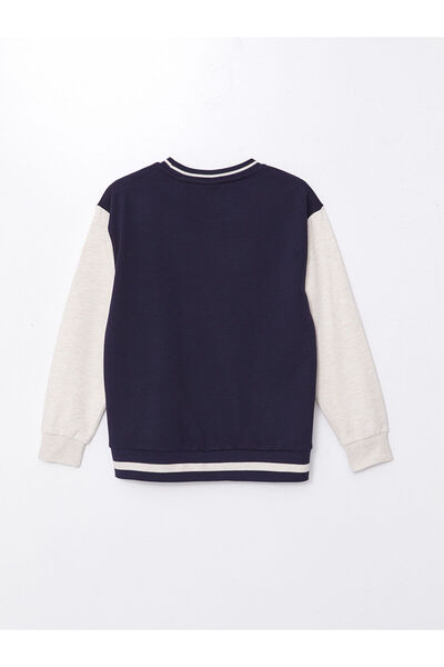 LC Waikiki Αγόρι με στάμπα μπλε Navy Crew Neck