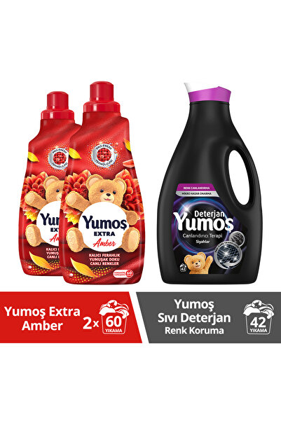 Yumoş Çamaşır Yumuşatıcı Amber 2adet Sıvı Deterjan Siyah 1adet